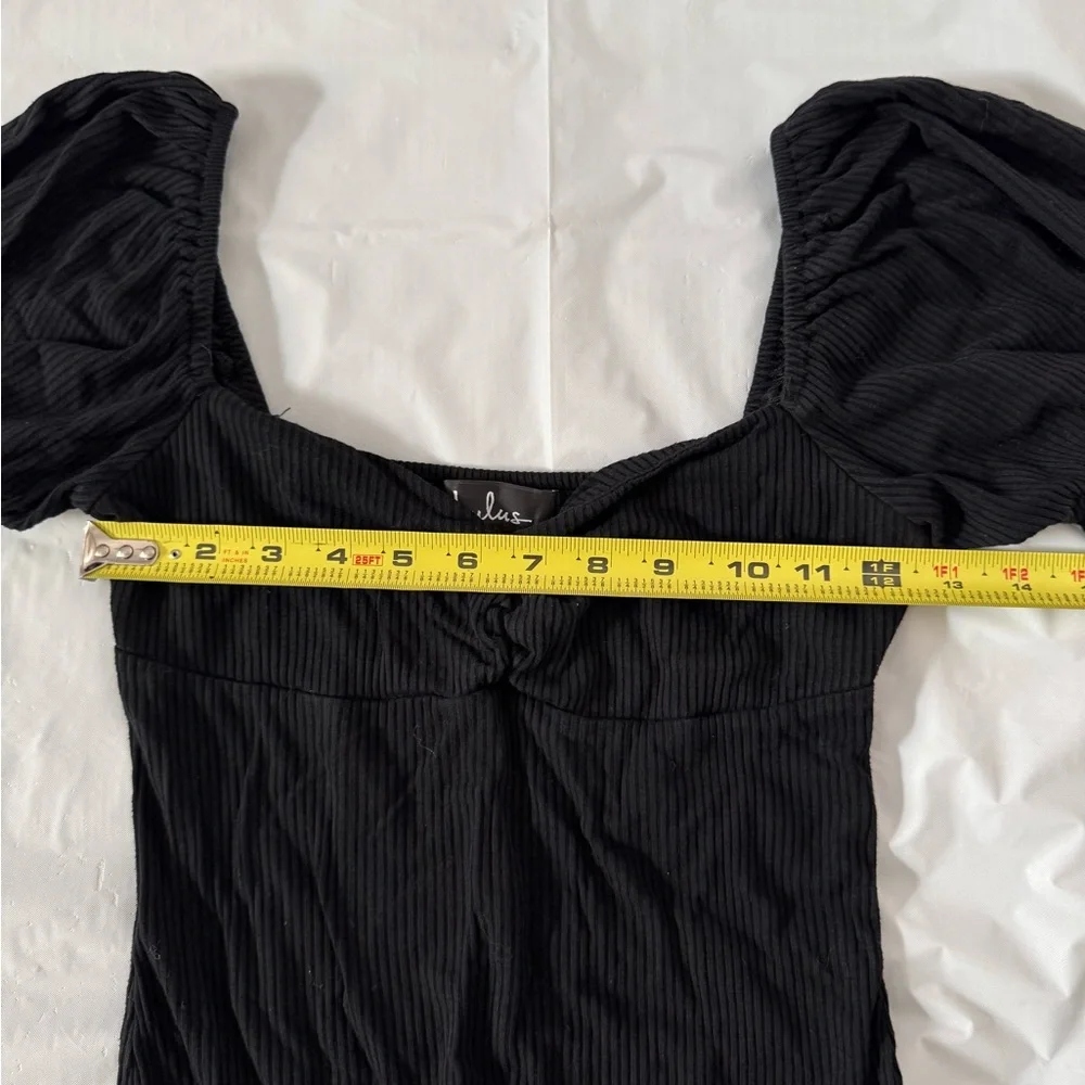 Black Bodysuit with Puff Sleeves - Picture 7 of 16